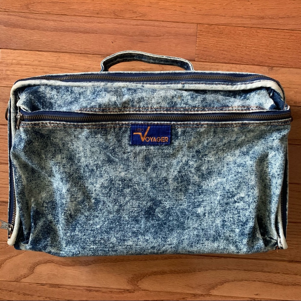 Vintage 80’s Voyager 8 Track Case Denim Acid Wash Carrying Bag